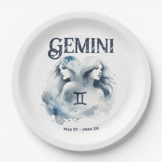 Tweeling Tweeling Zodiac Theme Verjaardagsfeest Papieren Bordje (Voorkant)