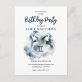 Tweeling Tweeling Zodiac Theme Verjaardagsfeest Uitnodiging Briefkaart (Voorkant)