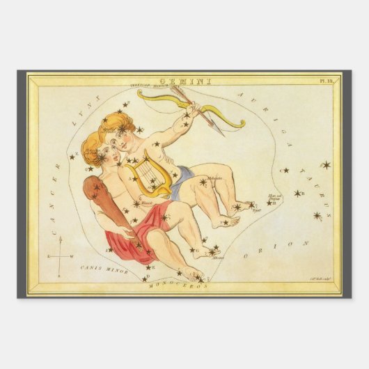 Tweeling Tweelingen  Constellatie Urania's Mirror Inpakpapier Vel (Voorkant 3)