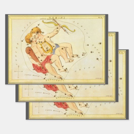 Tweeling Tweelingen  Constellatie Urania's Mirror Inpakpapier Vel (Set)