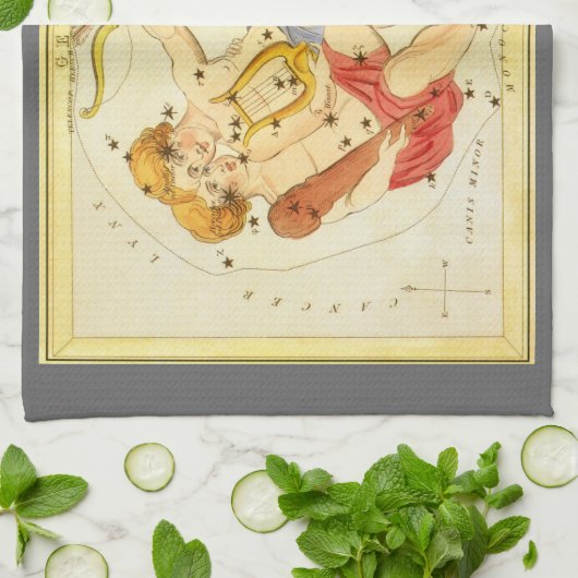 Tweeling Tweelingen  Constellatie Urania's Mirror Theedoek (Gevouwen)