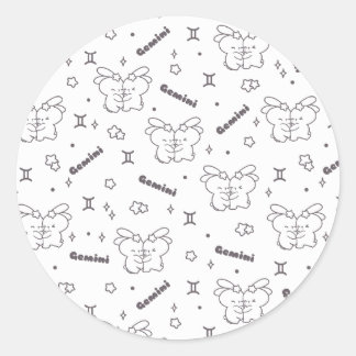 Tweeling Tweelingen Omhelzen Zodiac Patroon Ronde Sticker
