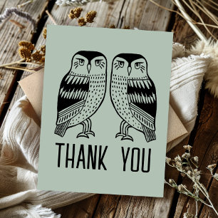Tweeling Uilen Schattig Eenvoudig Chic Aangepast D Briefkaart