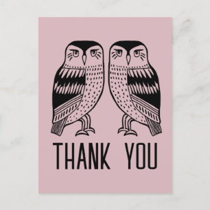Tweeling Uilen Schattig Eenvoudig Chic Aangepast D Briefkaart