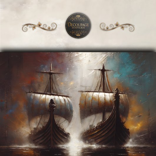 Tweeling Vikings Langsschepen Découpage Tissuepapier
