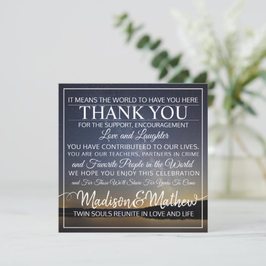 Tweeling Vlam Dank Je Tafelkaarten Save The Date (Staand voorkant)