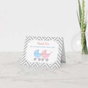 Tweeling Wandelaars Baby Shower Bedankkaart