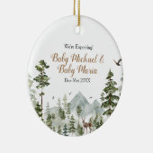 Tweeling We verwachten ouders Winter Pine Tree Keramisch Ornament (Rechts)