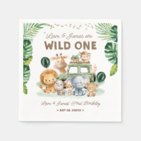 Tweeling Wild One 1e verjaardag Safari Dieren