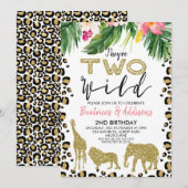 Tweeling Ze zijn twee wilde 2e verjaardag uitnodig Kaart (Voorkant / Achterkant)