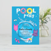Tweeling Zwembad Party Verjaardag Splash Leopard B Kaart (Staand voorkant)