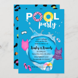 Tweeling Zwembad Party Verjaardag Splash Leopard B Kaart