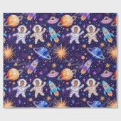 Tweelingastronauten in de ruimte Foto Cadeaupapier (Vlak)