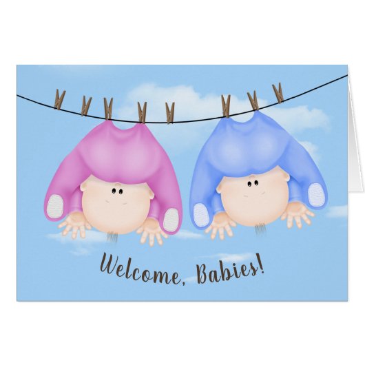 Tweelingbaby's op kleding (Voorkant Horizontaal)