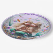 Tweelingblond Kleine Zeemeerminnen Bubble Papieren Bordje (Gekanteld)