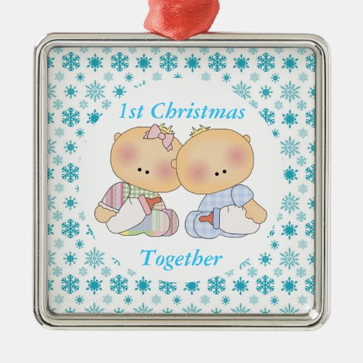 Tweelingen 1e Kerstmis Together Keepomwille Orname Metalen Ornament (Voorkant)