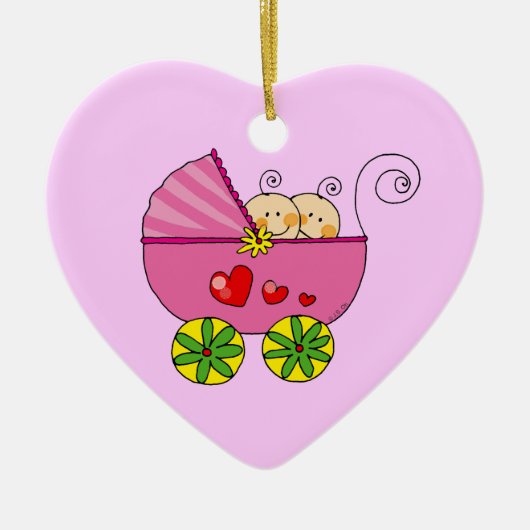 Tweelingen babymeisjes keramisch ornament (Voorkant)