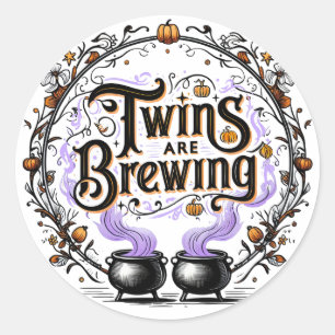 Tweelingen brouwen Halloween Baby shower Round Sti Ronde Sticker
