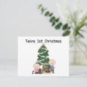 Tweelingen Eerste Kerstdag T-shirts en Cadeaus Feestdagenkaart (Staand voorkant)