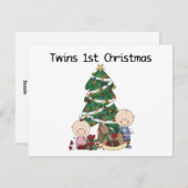 Tweelingen Eerste Kerstdag T-shirts en Cadeaus Feestdagenkaart (Voorkant / Achterkant)