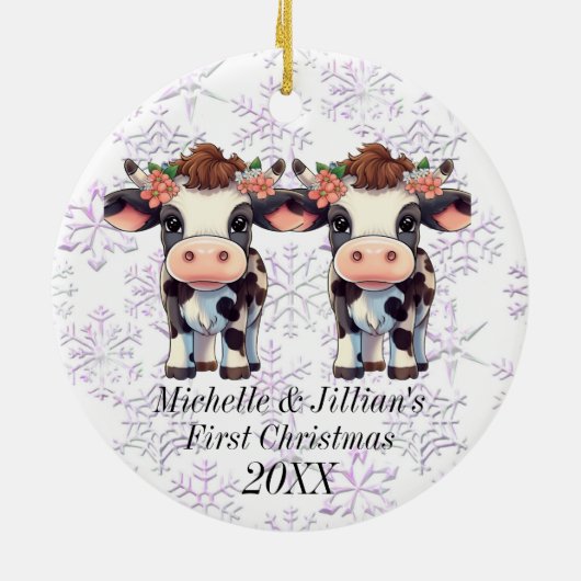 Tweelingen eerste kerstversiering keramisch ornament (Achterkant)