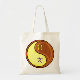 Tweelingen en houten zwijn tote bag