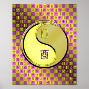 Tweelingen en metalen haan poster