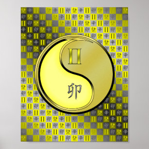 Tweelingen en metalen konijn poster