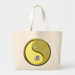 Tweelingen en metalen os grote tote bag