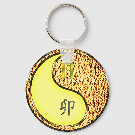 Tweelingen en vuurkonijn sleutelhanger (Achterkant)