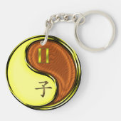 Tweelingen & Hout Rat Sleutelhanger (Achterkant)