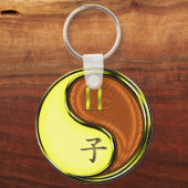 Tweelingen & Hout Rat Sleutelhanger (Voorkant)