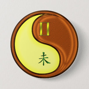 Tweelingen & Houten Geit Ronde Button 7,6 Cm