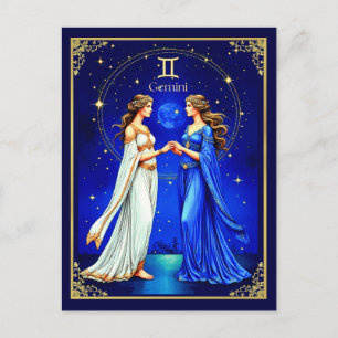 Tweelingen onder een sterrenhemel briefkaart