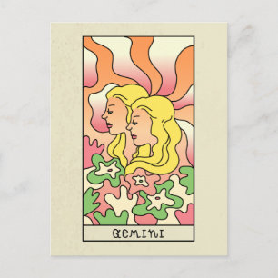 Tweelingen Sterrenbeeld Abstracte Kunst Vintage Briefkaart