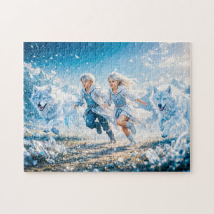 Tweelingen Sterrenbeeld met Twee Kinderen en Witte Legpuzzel
