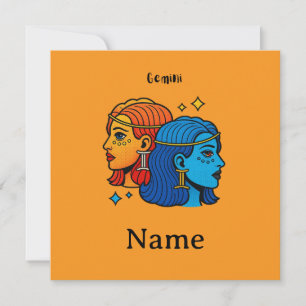 Tweelingen Sterrenbeeld Pop Art - Retro Hemelse Tw Kaart