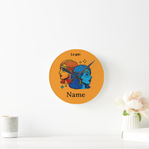 Tweelingen Sterrenbeeld Pop Art - Retro Hemelse Tw Ronde Klok