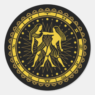 Tweelingen - Sterrenbeeld - Symbool - Horoscoop Ronde Sticker