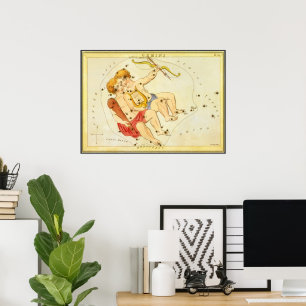 Tweelingen Sterrenbeeld Urania's Spiegel Antiek Poster