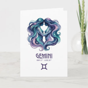 Tweelingen Verjaardagskaart. Zodiac Astrologie Kaa Feestdagen Kaart