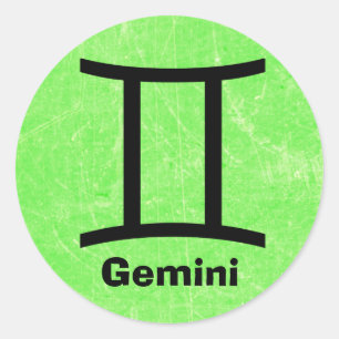 Tweelingen Zodiac Horoscoop Teken Lime Groene Stic Ronde Sticker