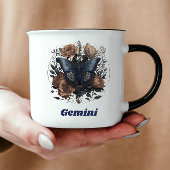 Tweelingen Zodiac  kunst met donkerblauwe tekst Mok