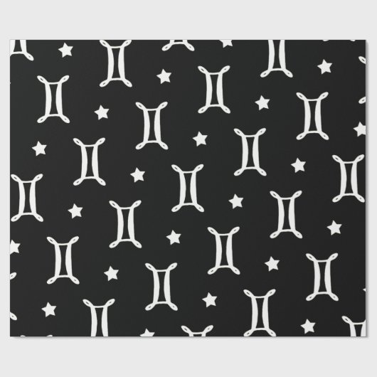 Tweelingen Zodiac Symbool en Sterren Patroon Cadeaupapier (Vlak)
