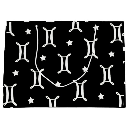 Tweelingen Zodiac Symbool en Sterren Patroon Groot Cadeauzakje (Voorkant)