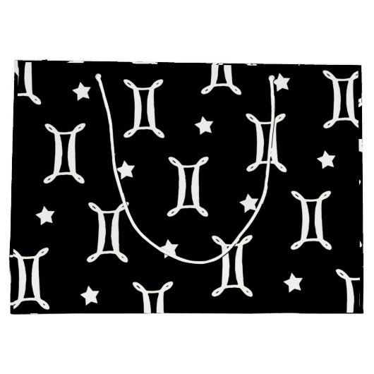 Tweelingen Zodiac Symbool en Sterren Patroon Groot Cadeauzakje (Achterkant)