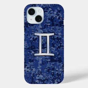 Tweelingen Zodiac Symbool op Navy Blue Camo