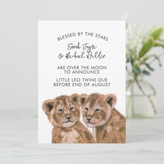 Tweelingen Zwangerschap Aankondiging Kaarten Baby (Staand voorkant)