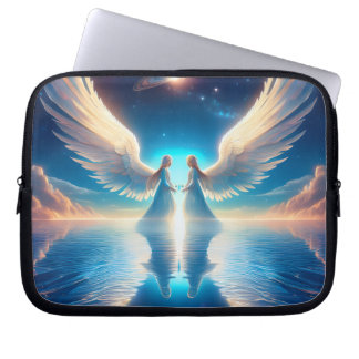 Tweelingengelen in het universum op een elektronic laptop sleeve