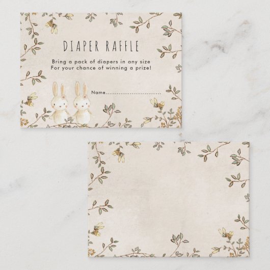 tweelingensnop floral Diaper omhullingskaart Raffl Informatiekaartje (Voorkant / Achterkant)